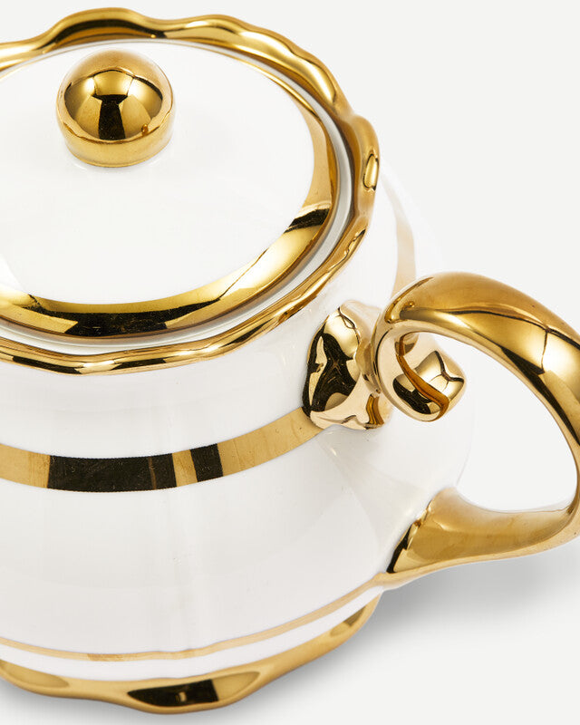 Golden Finds Tea Pot - White
