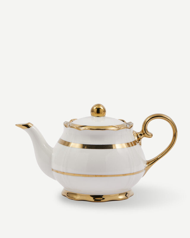 Golden Finds Tea Pot - White