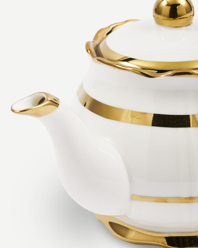 Golden Finds Tea Pot - White