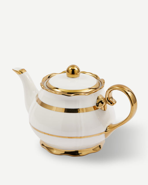 Golden Finds Tea Pot - White