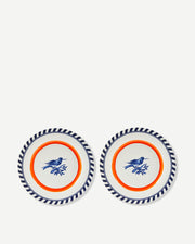 Bird Patterned Plates - Orange
