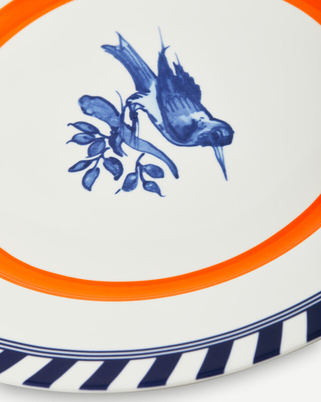 Bird Patterned Plates - Orange