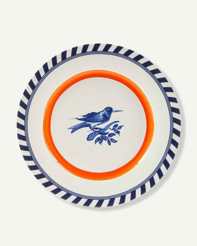 Bird Patterned Plates - Orange