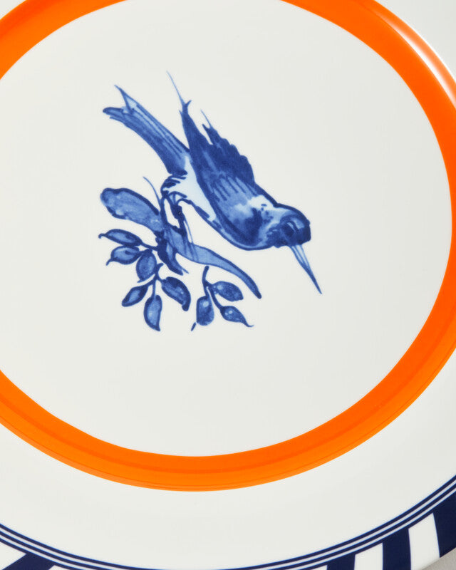 Bird Patterned Plates - Orange