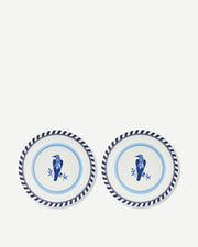Bird Patterned Plates - Dark blue