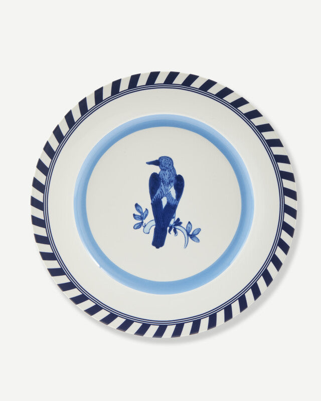 Bird Patterned Plates - Dark blue