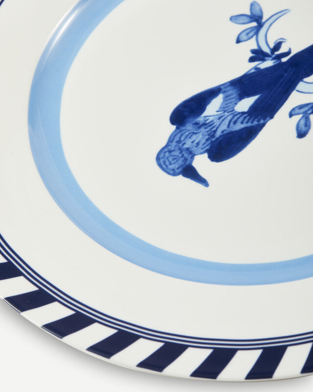 Bird Patterned Plates - Dark blue