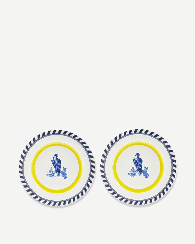 Bird Patterned Plates - Yellow
