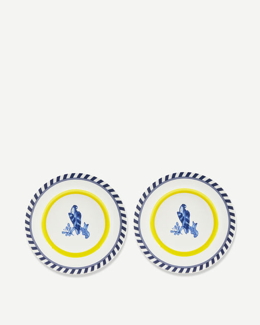 Bird Patterned Plates - Yellow