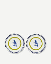 Bird Patterned Plates - Dark green