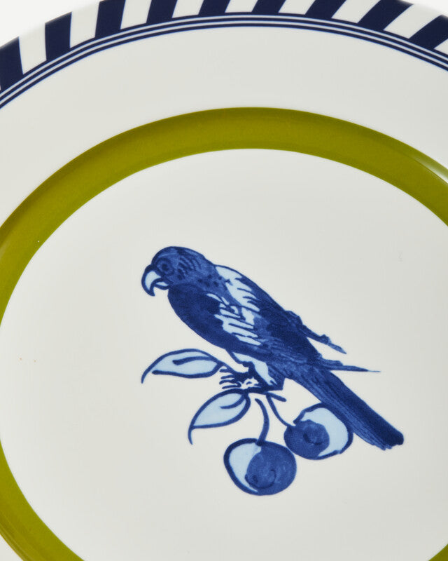 Bird Patterned Plates - Dark green
