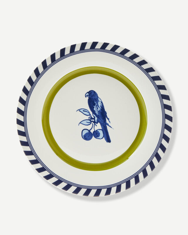 Bird Patterned Plates - Dark green