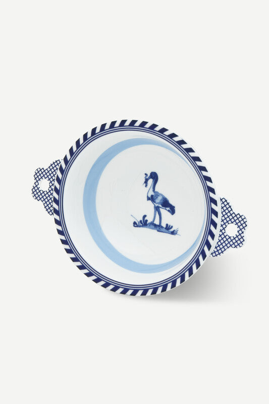 Bird Patterned Bowl - Dark blue
