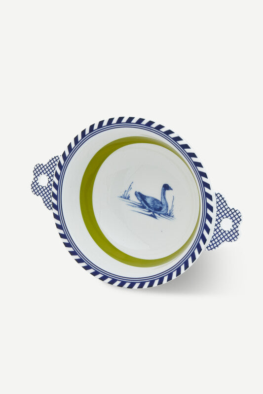 Bird Patterned Bowl - Dark green