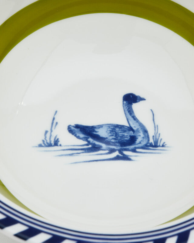 Bird Patterned Bowl - Dark green