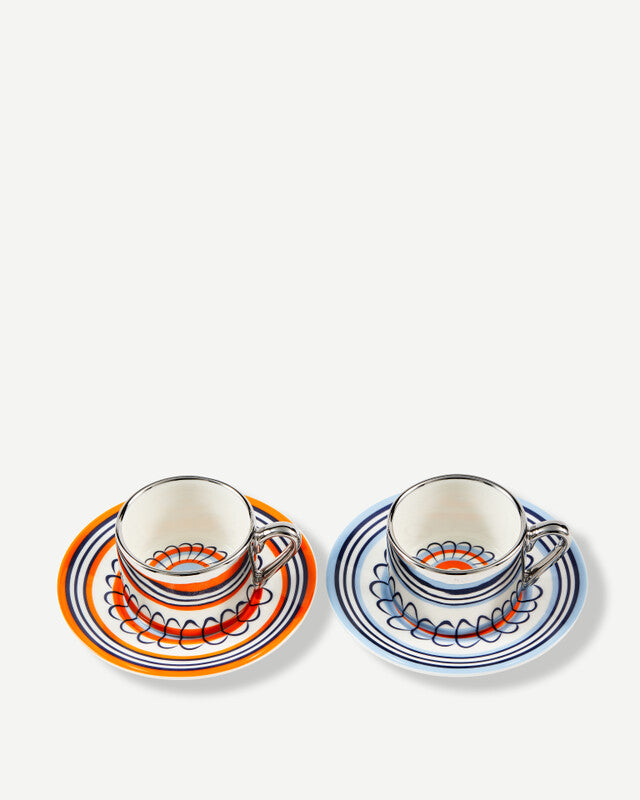 Floral Espresso Cups - Orange