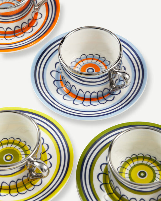 Floral Espresso Cups - Orange