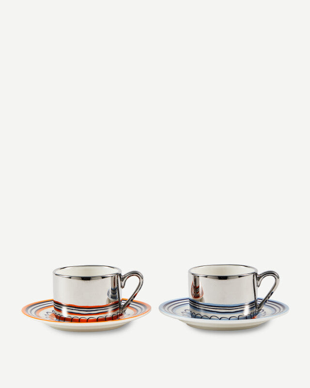 Floral Espresso Cups - Orange