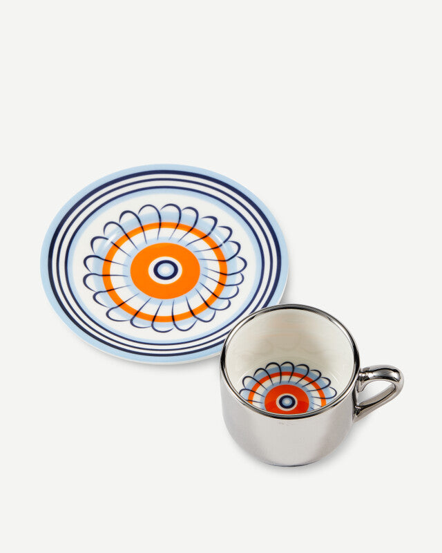 Floral Espresso Cups - Orange