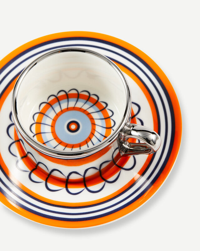 Floral Espresso Cups - Orange