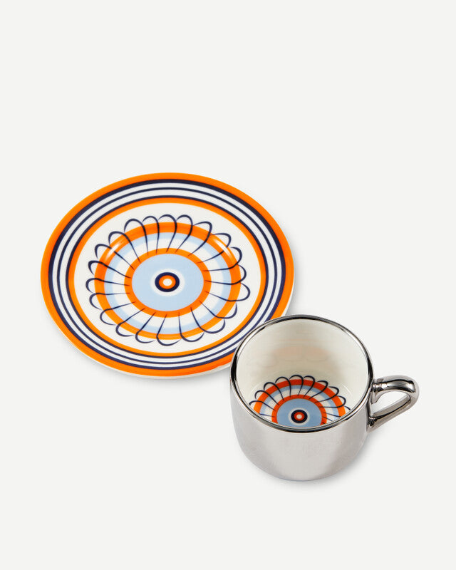 Floral Espresso Cups - Orange