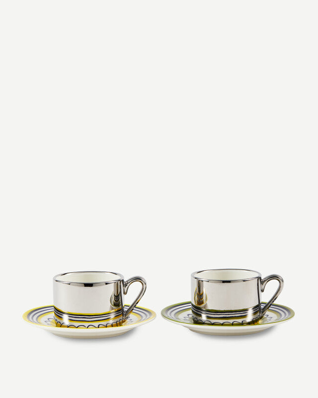 Floral Espresso Cups - Yellow