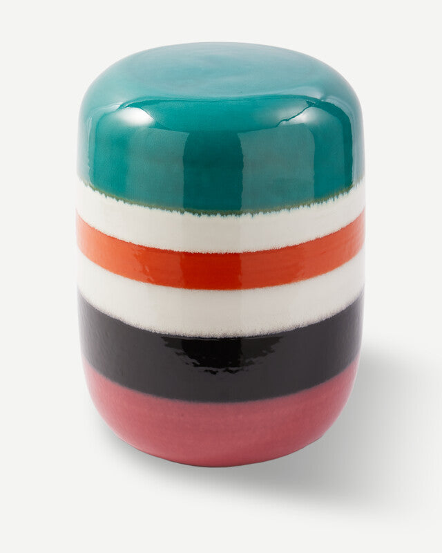 Striped Pill Side Table - Dark green