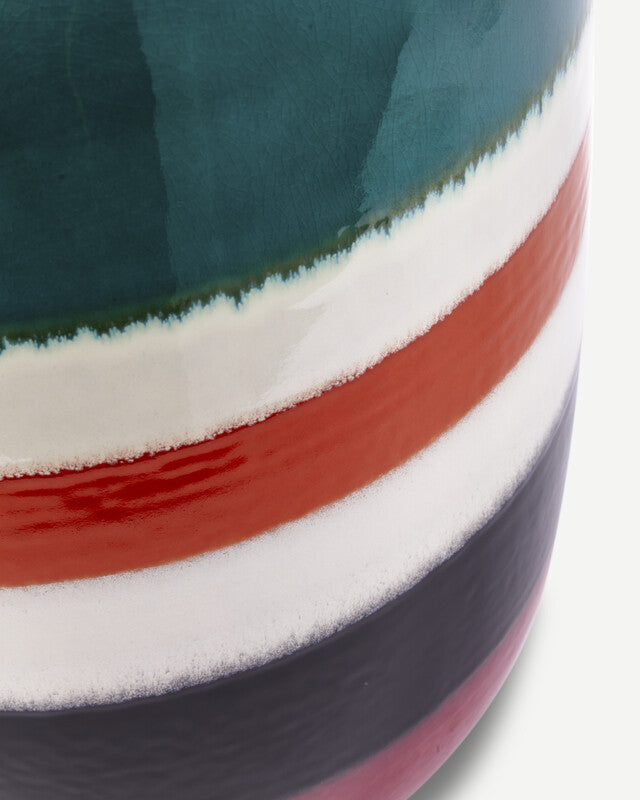 Striped Pill Side Table - Dark green
