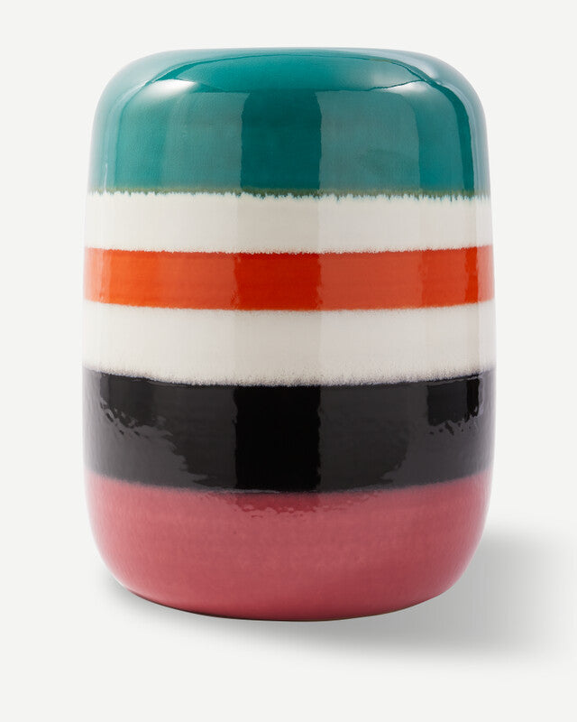 Striped Pill Side Table - Dark green
