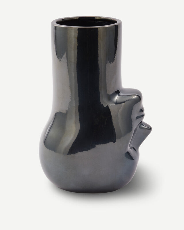 Upside-Down Long Neck Vase - Dark grey