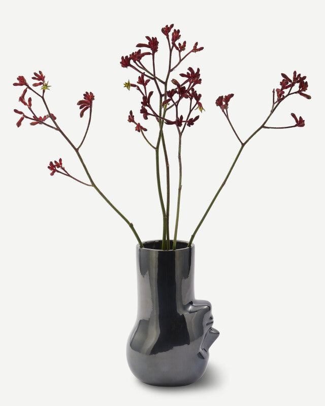 Upside-Down Long Neck Vase - Dark grey