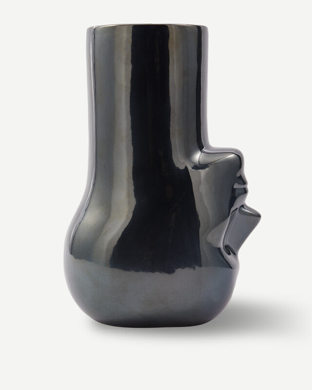 Upside-Down Long Neck Vase - Dark grey