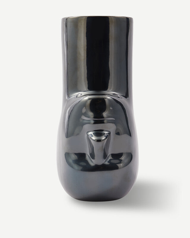 Upside-Down Long Neck Vase - Dark grey
