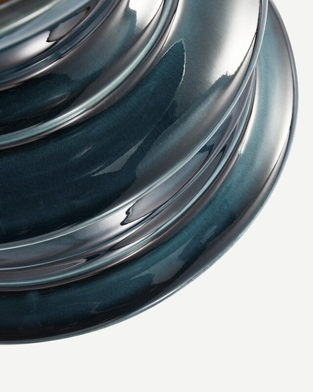 Stacked Plates Vase - Dark green