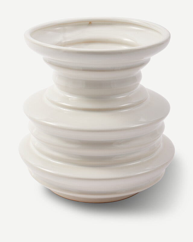 Stacked Plates Vase - White