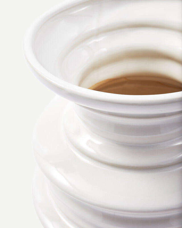 Stacked Plates Vase - White