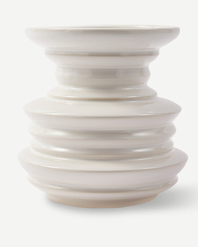 Stacked Plates Vase - White