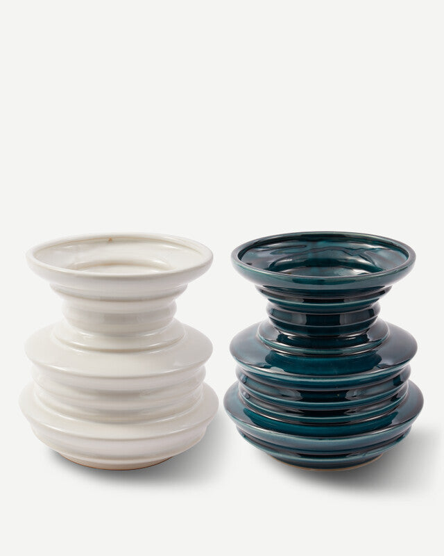 Stacked Plates Vase - White