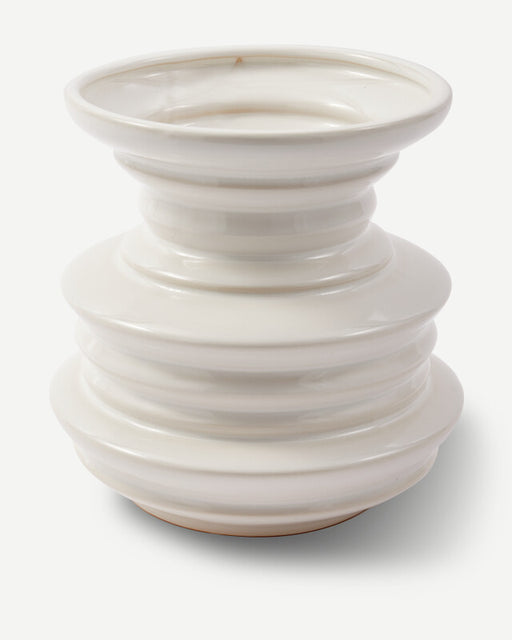 Stacked Plates Vase - White