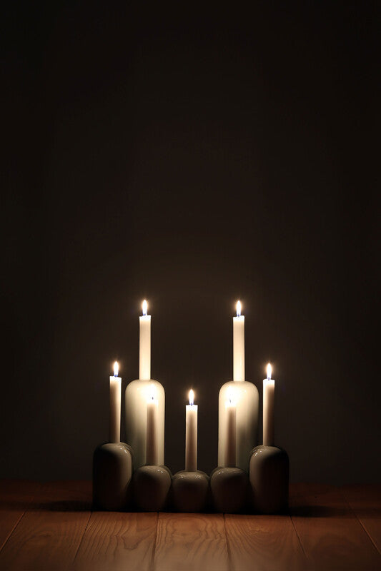 Happy Days Candle Holder - Light grey