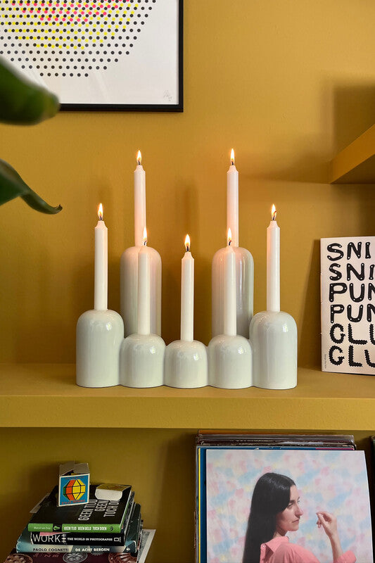 Happy Days Candle Holder - Light grey