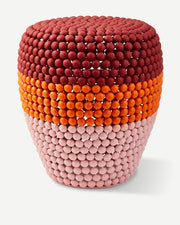 Striped Dot Stool - Coral red