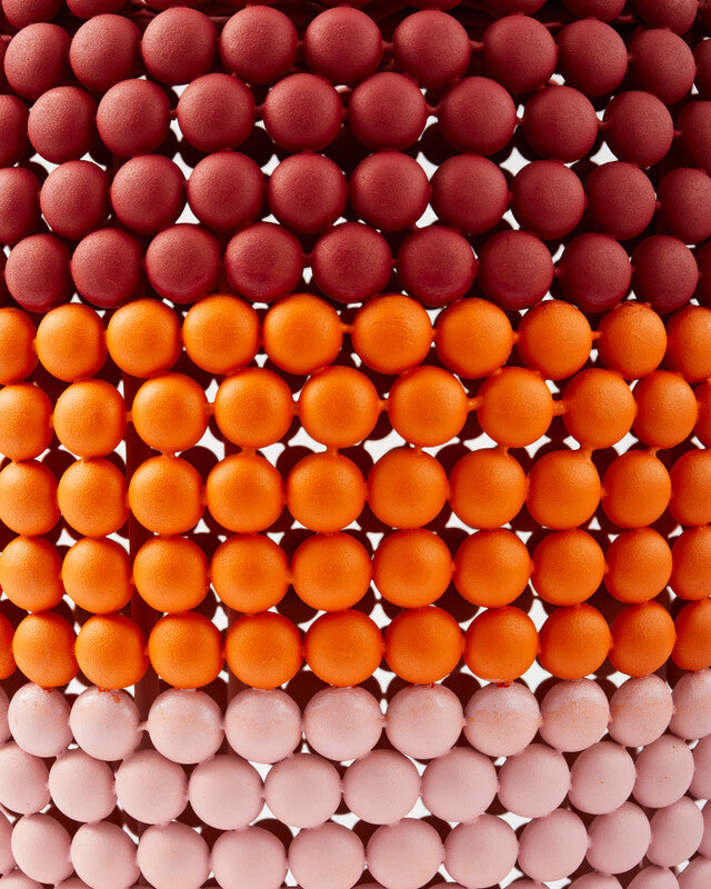 Tabouret à pois et rayures - Rouge corail