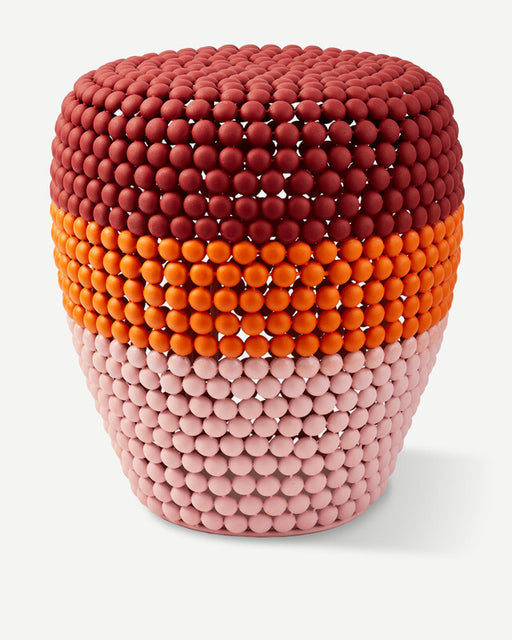 Striped Dot Stool - Coral red
