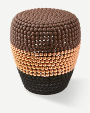 Striped Dot Stool - Dark brown