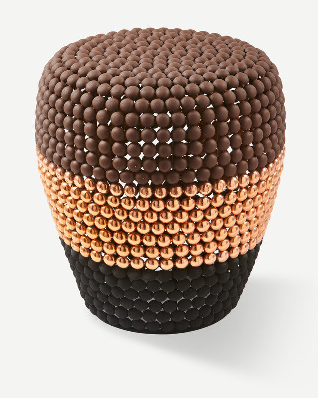 Striped Dot Stool - Dark brown