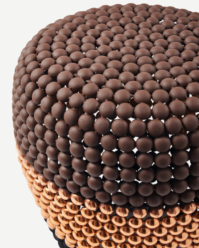 Striped Dot Stool - Dark brown