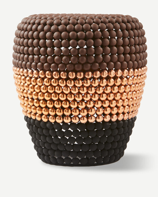 Striped Dot Stool - Dark brown