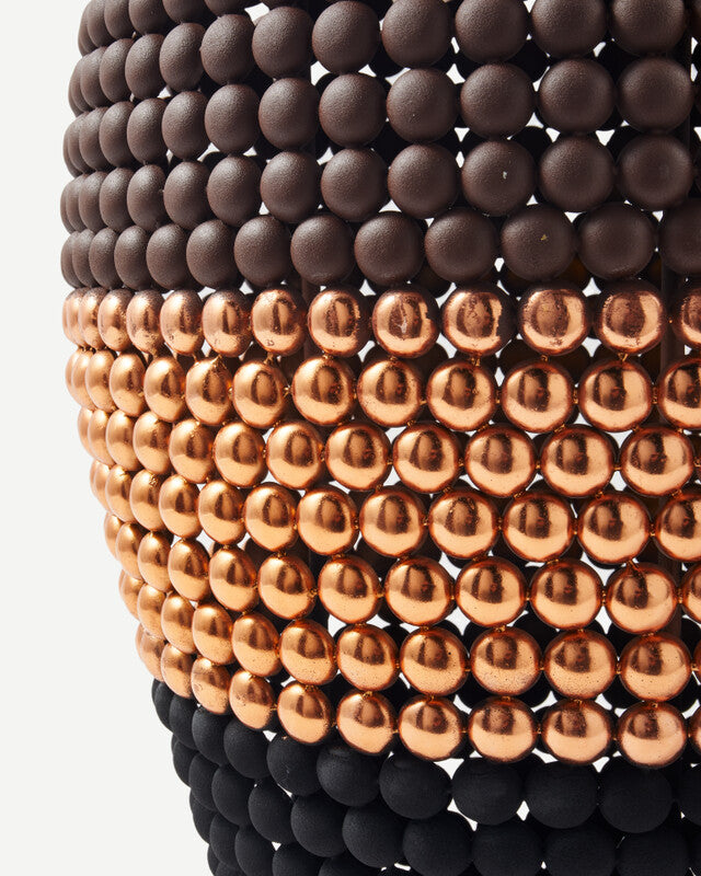 Striped Dot Stool - Dark brown