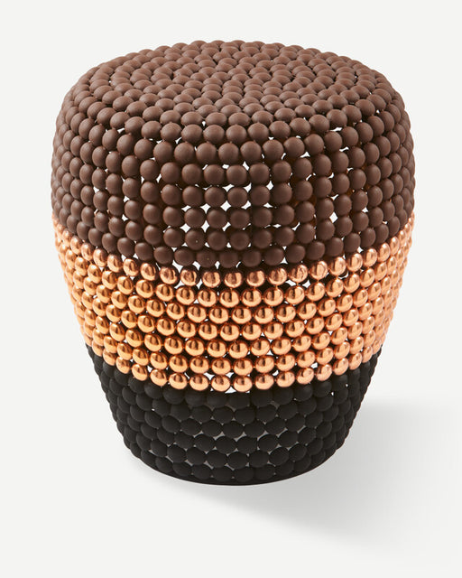 Striped Dot Stool - Dark brown
